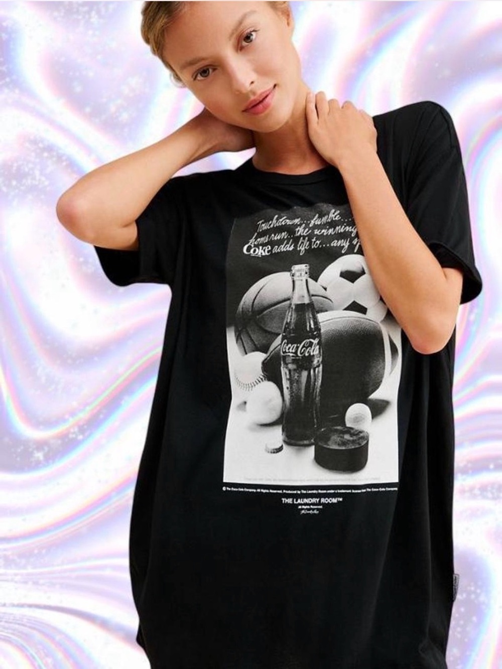 The Laundry Room Black Graphic Tee with Coca-Cola Print